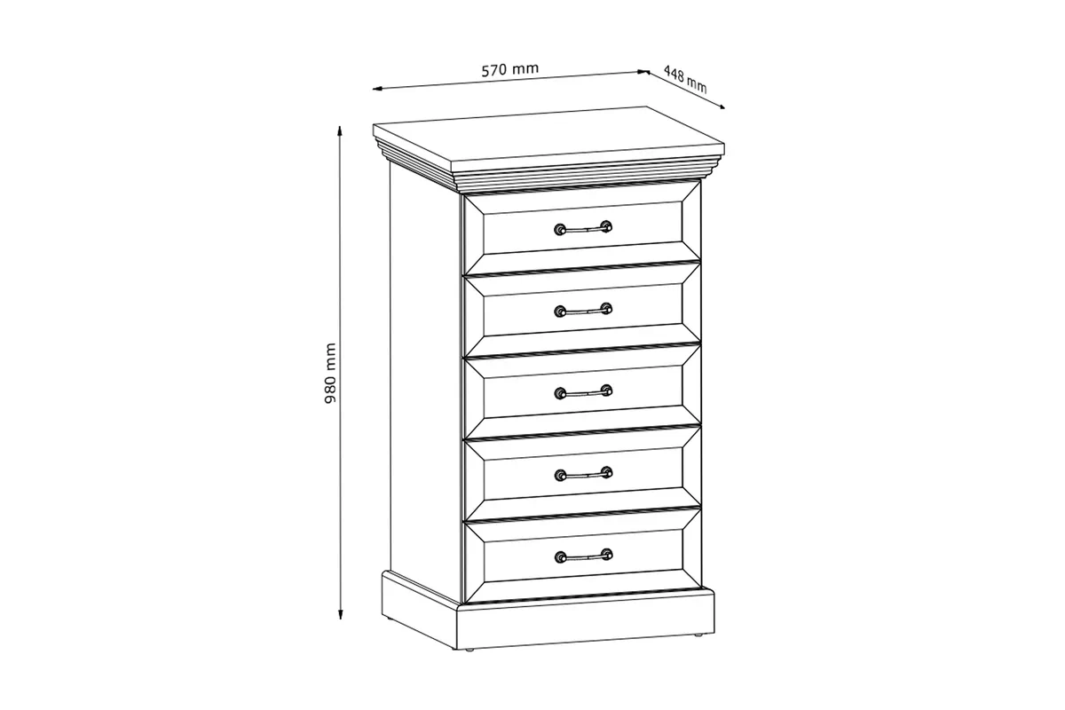 Komoda Royal KS5 - Borovica Nordic/Divoký dub Komoda Royal so zásuvkami 57 cm - Borovica Nordic/Divoký dub