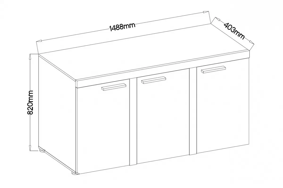 Komoda Luiza 3F - Beton světlý Komoda třídveřová Luiza 3F - 149 cm - beton světlý