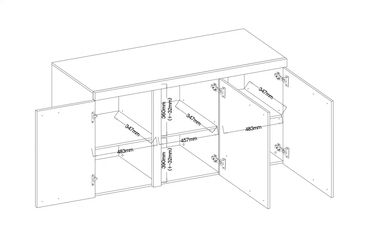 Komoda Luiza 3F - Beton světlý Komoda třídveřová Luiza 3F - 149 cm - beton světlý