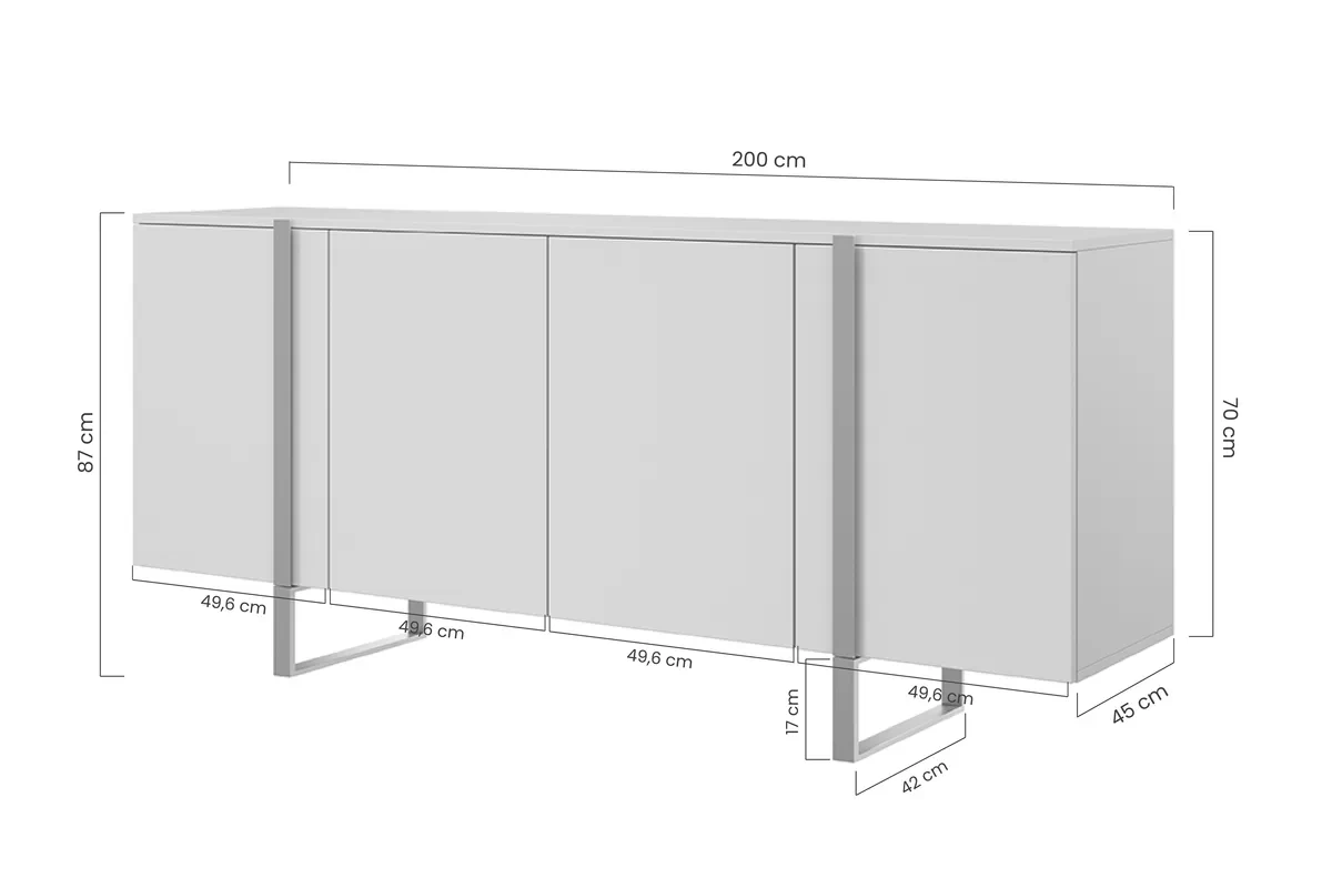 Komoda Verica 200 cm - charcoal / zlaté nožičky Komoda Verica 200 cm na kovových nohách - Čierny beton / zlote nozki