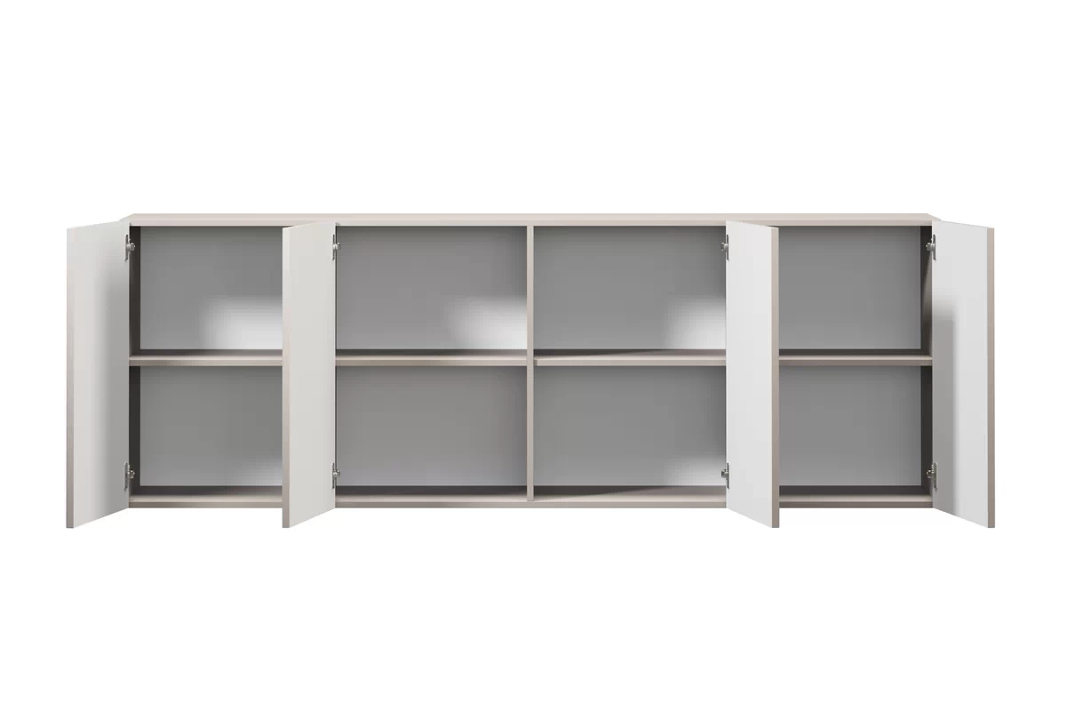 Závěsná čtyřdveřová komoda Lorini 200 cm - kašmír / černé úchyty T-bar Komoda závěsná čtyřdveřová Lorini 200 cm - kašmír / černá Úchytky T-bar