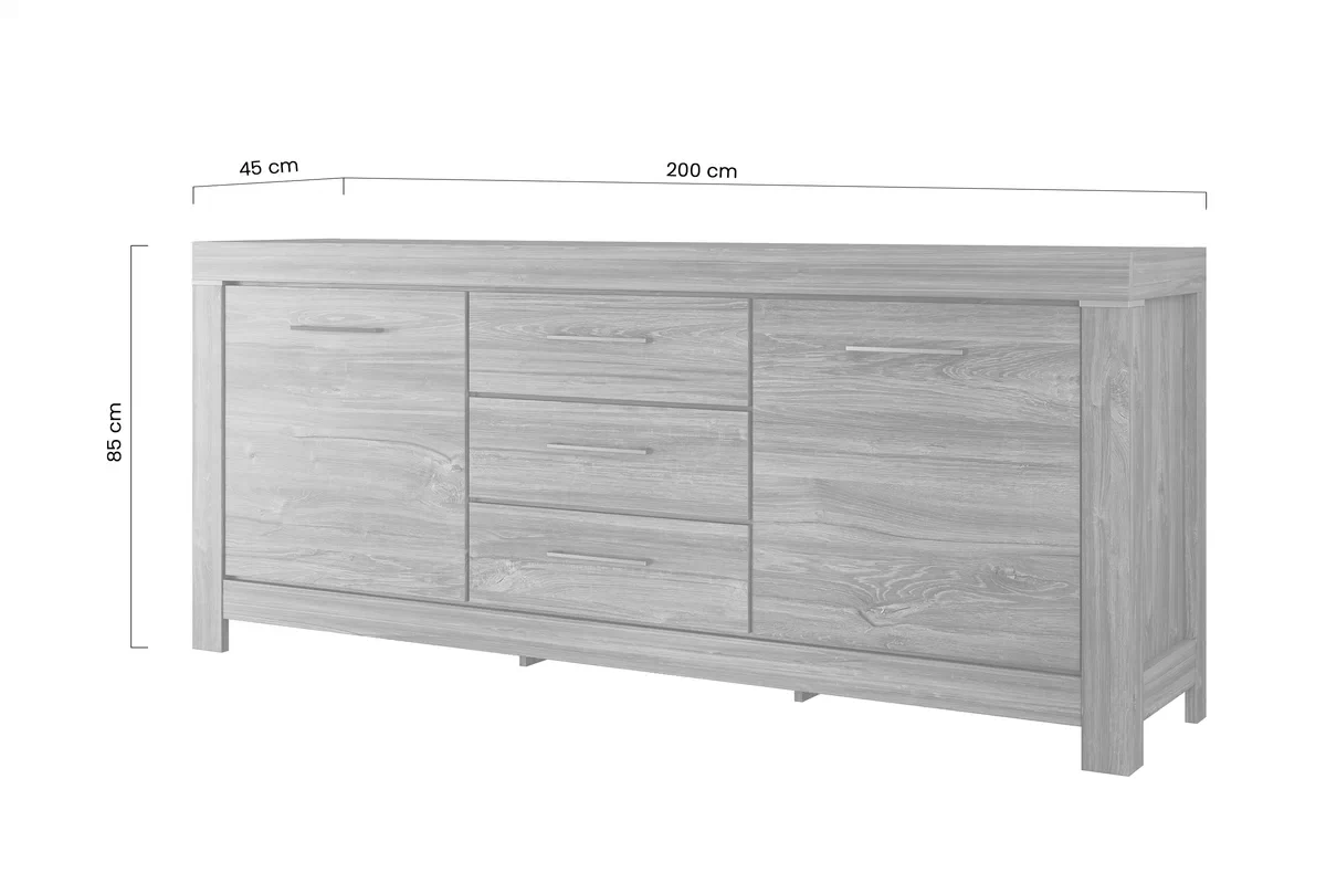 German két ajtós komód, fiókokkal - 200 cm - stirling tölgyfa Komod fiokokkal German 200 cm - dab stirling