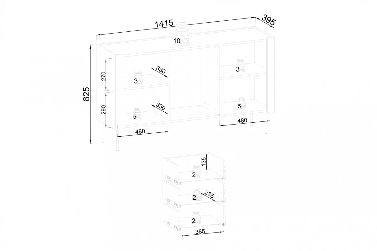 Komoda so zásuvkami Pelavo 142 cm - kašmír / Orech warmia Komoda so zásuvkami Pelavo 142 cm - kašmír / Orech warmia