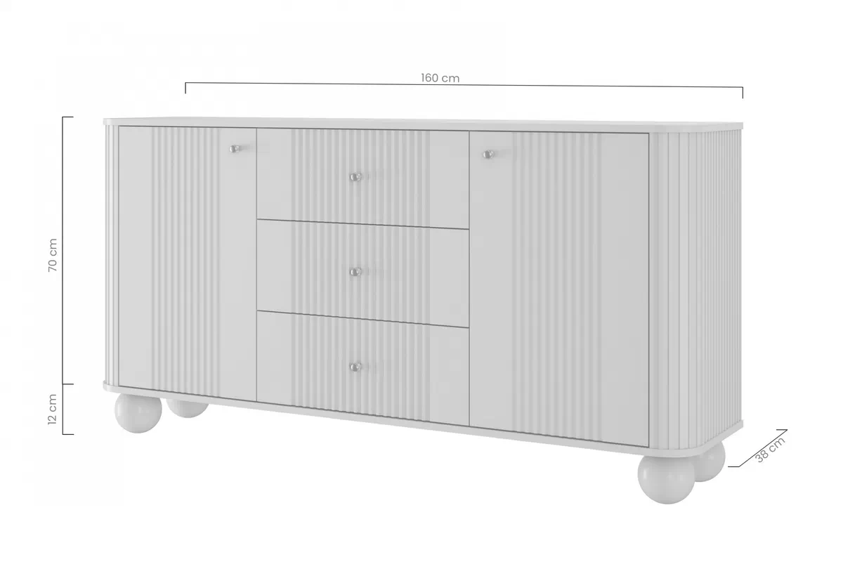 Komoda fiokokkal Versper 160 cm - kasmír / arany fogantyúk Komoda fiokokkal Versper 160 cm - kasmír / arany fogantyúk