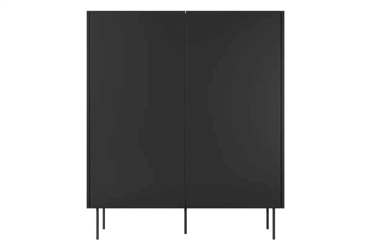 Vysoká komoda Desin 120 cm s 2 ukrytými zásuvkami - čierny mat / dub nagano Komoda Desin z ukrytymi zásuvkami i metalowymi nogami 120 cm - Čierny mat / Dub nagano