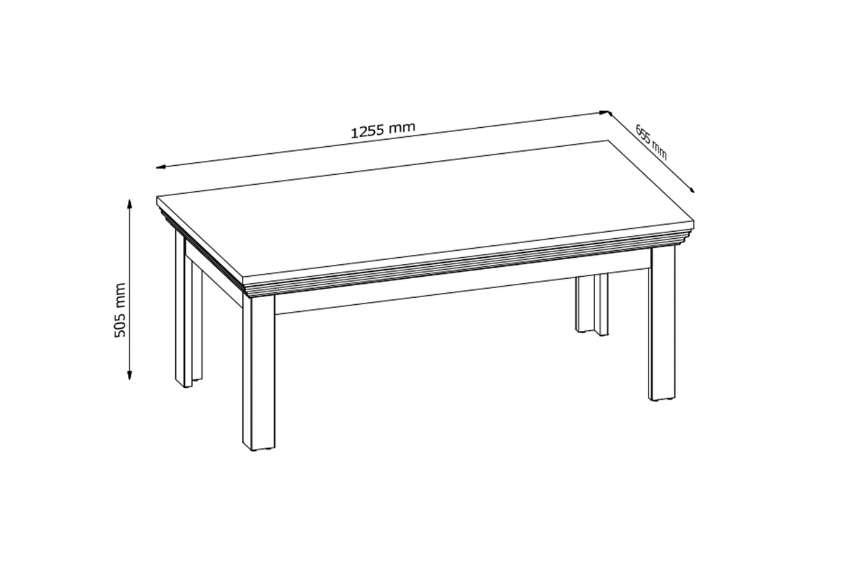 Konferenčný stolík Royal LN2 - Borovica Nordic/Divoký dub - Výpredaj Konferenčný Stolík do obývacej izby Royal 125x65 cm - Borovica Nordic/Divoký dub