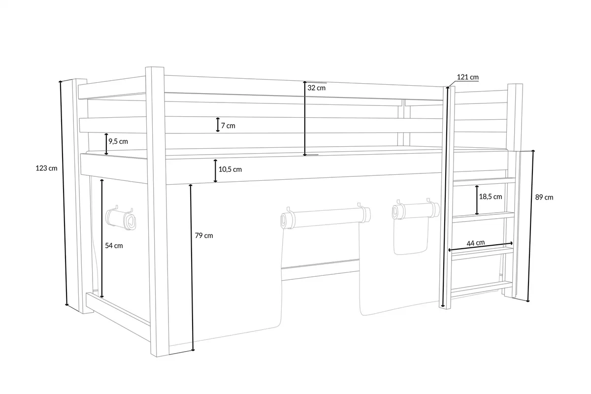 Kubi ZP 002 magasított Gyermekágy - 80x180 cm - szürke Lozko dzieciece magasított ágy Kubi - 80x180 / szürke