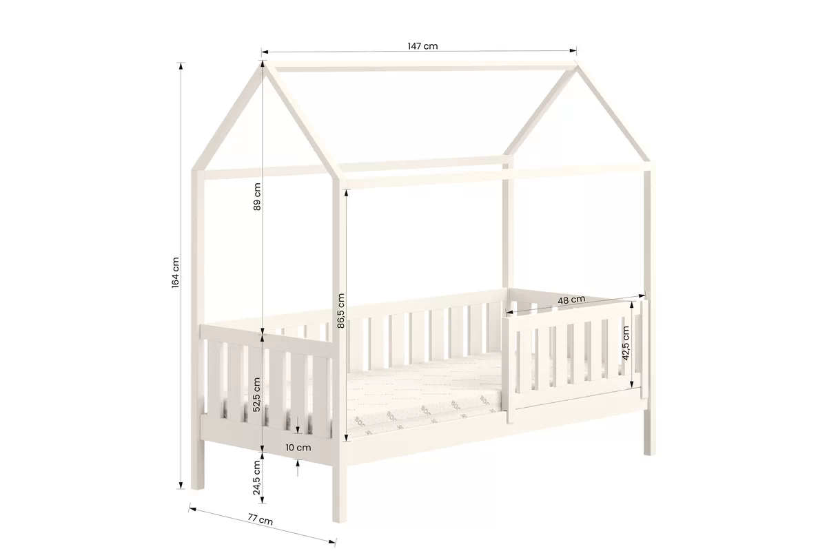 Pat copii tip căsuță joasă Nemos - alb, 70x140 Lozko dzieciece casă mică podea Nemos - 70x140 / bialy