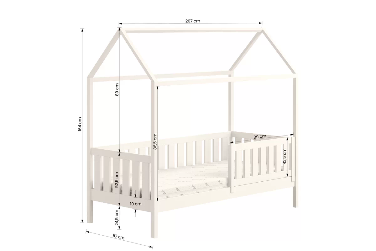 Domčeková posteľ Nemos - 80x200 cm - šedá Posteľ dzieciece domek prízemná Nemos - 80x200 / šedý