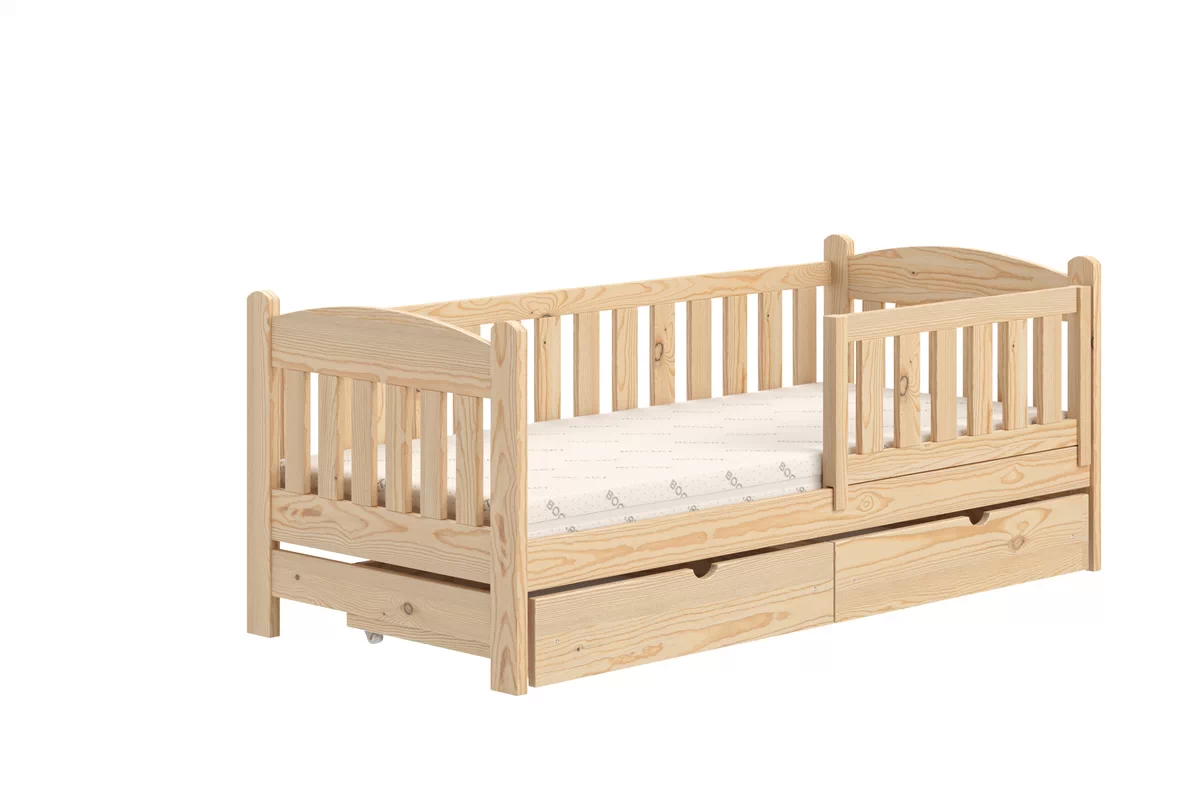 Detská posteľ drevená Alvins DP 002 - Borovica, 90x180 Posteľ dzieciece drevená Alvins so zásuvkami - 90x180 / Borovica