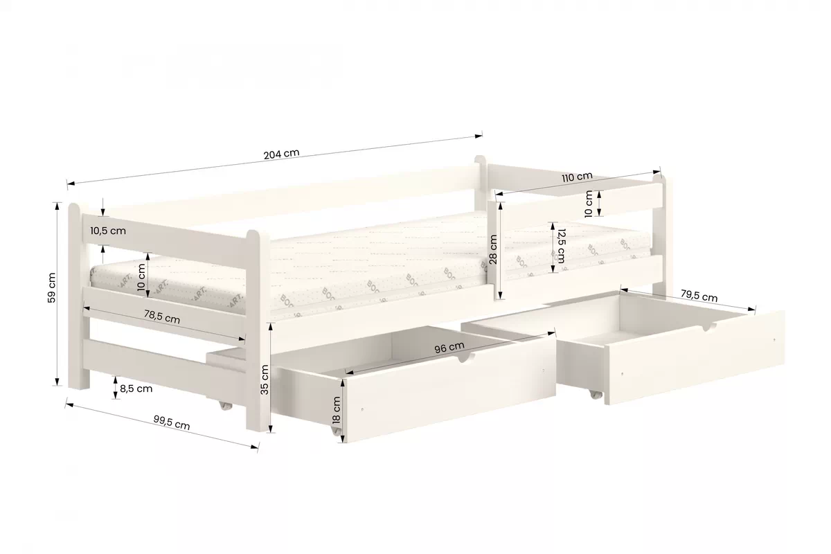 Detská posteľ Alis DP 018 so zásuvkami - 90x200 cm - čierna Posteľ dzieciece prízemná Alis - wymiar 90x200