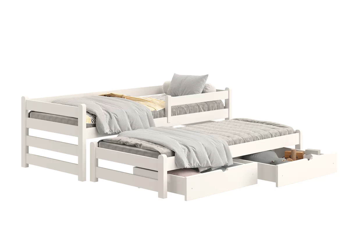 Detská posteľ Alis DPV 001 s prístelkou - 80x190 cm - biela Posteľ dzieciece prízemná výsuvna Alis - 80x190 / Biely