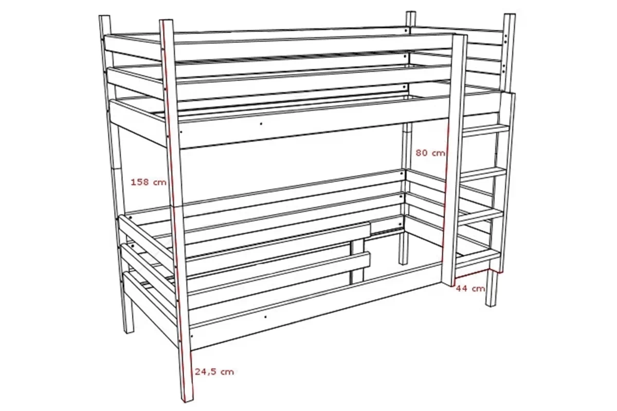 postel dzieciece patrová Kubi - Bílý, 80x180  Postel dzieciece patrová  Kubi - 80x180 / bílá