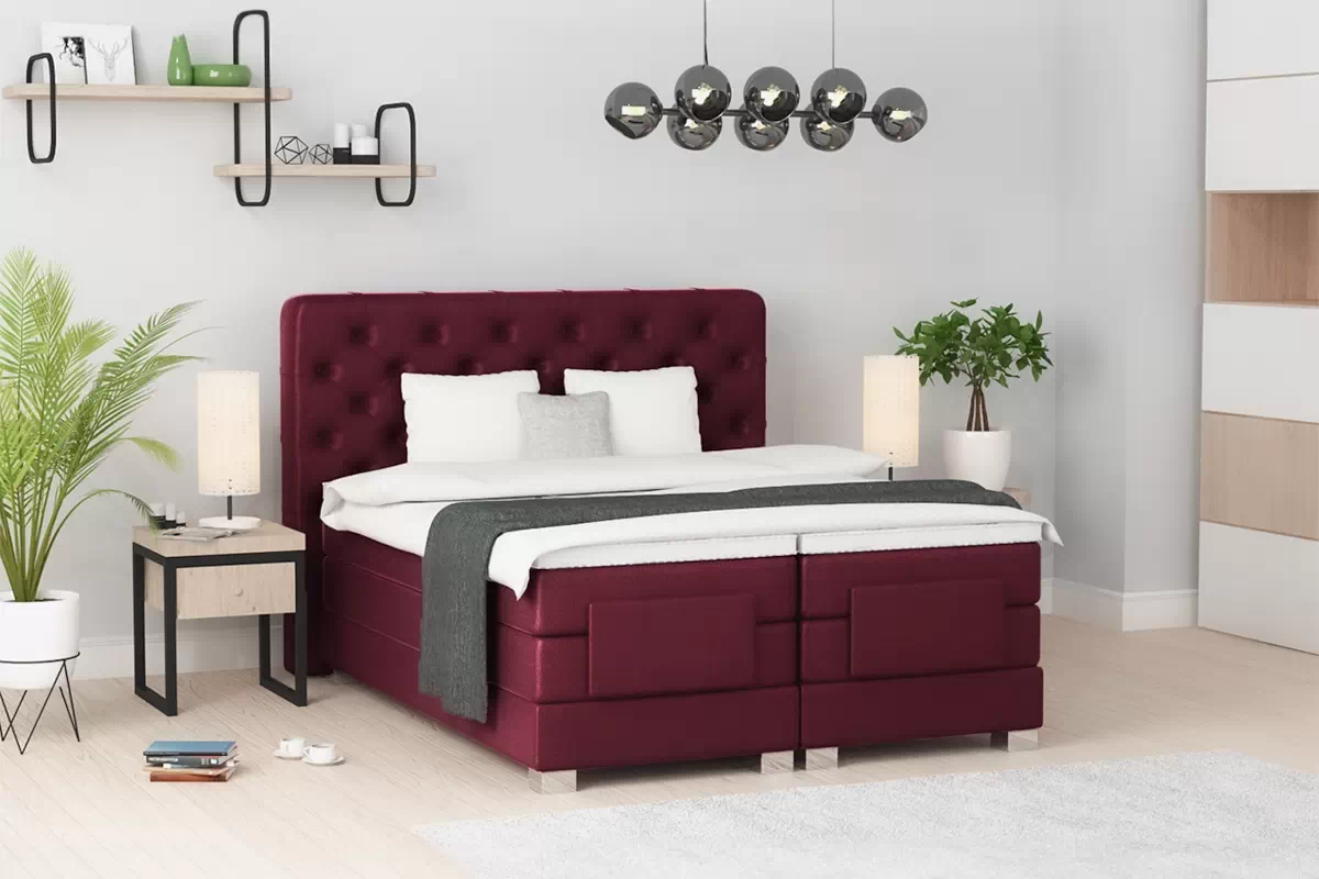 Postel elektricky ovládané Jadeita - 180x200, bordová samet Matt Velvet 68 - Výprodej postel elektricky ovládané Jadeita - 180x200, bordová samet Matt Velvet 68