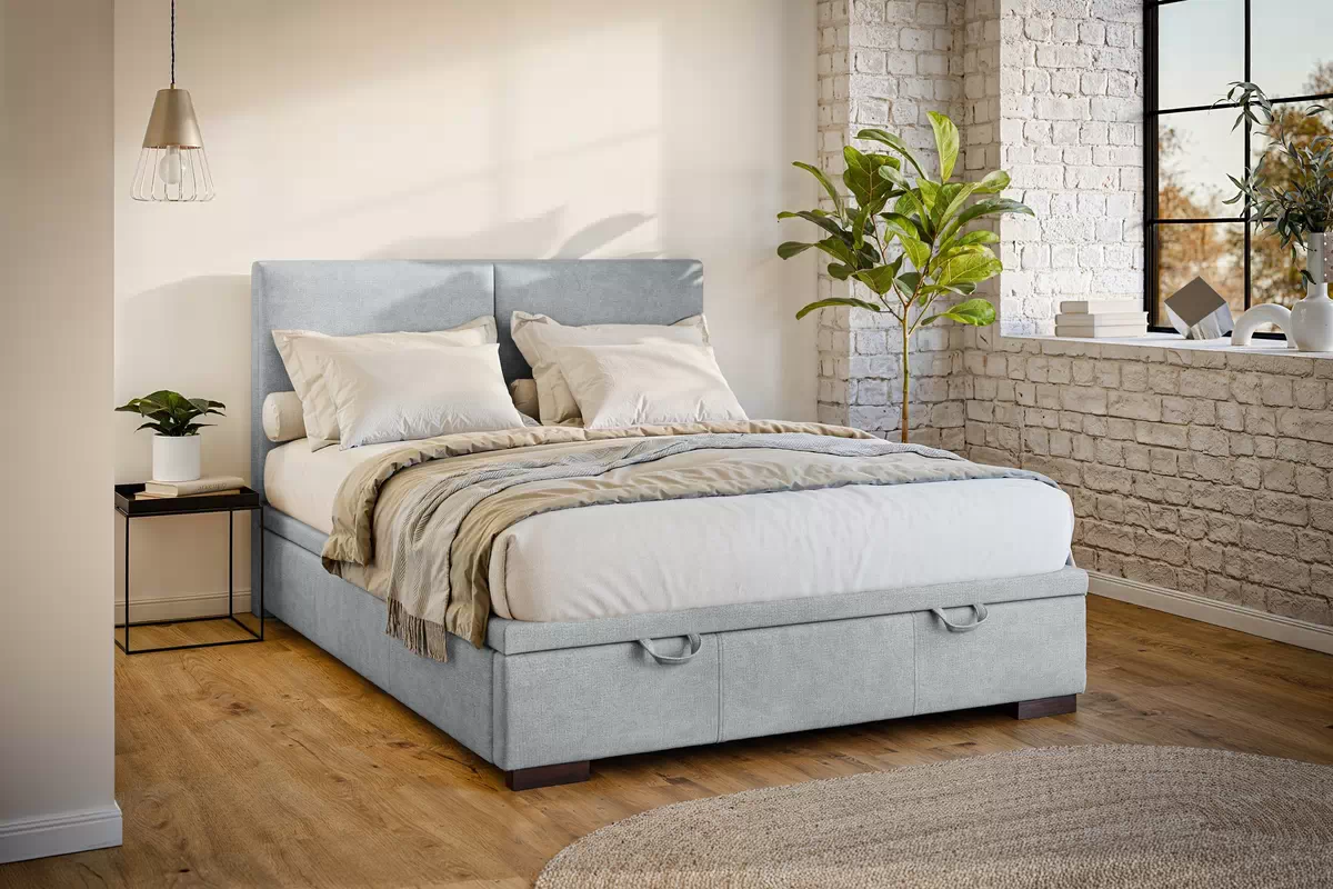 Boxspring posteľ Lektis 140x200 S vnútorným úložným priestorom- popielata látka ľahkočistiaca Maya 20 / nožičky drevená Venge Boxspring posteľ Lektis 140x200 S vnútorným úložným priestorom- popielata látka ľahkočistiaca Maya 20 / nožičky drevená Venge