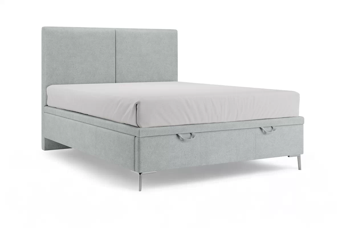 Postel boxspring Lektis 140x200 s úložným prostorem- šedá potahová látka snadno čistitelný Maya 18 / Nohy kovové srebrne  Postel boxspring Lektis 140x200 s úložným prostorem- popielata potahová látka snadno čistitelný Maya 20 / Nohy kovové srebrne 