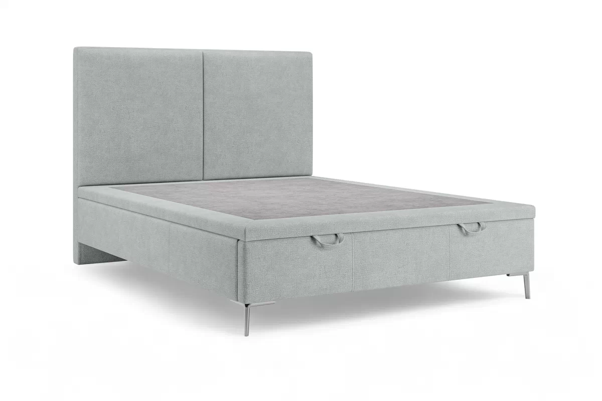 Postel boxspring Lektis 140x200 s úložným prostorem- šedá potahová látka snadno čistitelný Maya 18 / Nohy kovové srebrne  Postel boxspring Lektis 140x200 s úložným prostorem- popielata potahová látka snadno čistitelný Maya 20 / Nohy kovové srebrne 