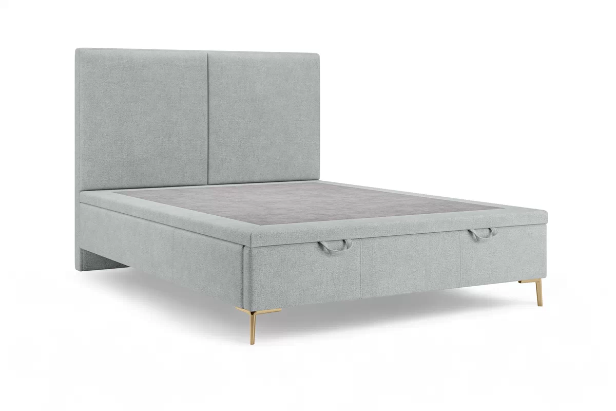 Postel boxspring Lektis 140x200 s úložným prostorem- šedá potahová látka snadno čistitelný Maya 18 / Nohy kovové zlote Postel boxspring Lektis 140x200 s úložným prostorem- popielata potahová látka snadno čistitelný Maya 20 / Nohy kovové zlote