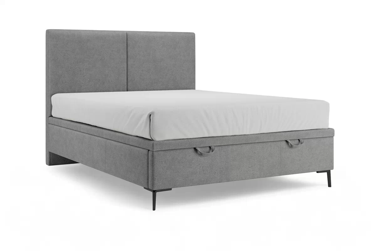 Boxspring posteľ Lektis 140x200 S vnútorným úložným priestorom- šedá látka ľahkočistiaca Maya 18 / nožičky kovové čierny Boxspring posteľ Lektis 140x200 S vnútorným úložným priestorom- šedá látka ľahkočistiaca Maya 18 / nožičky kovové čierny