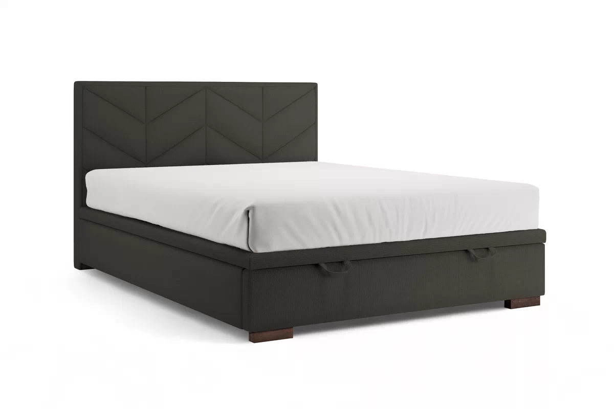 Boxspring posteľ Lindi 140x200 S vnútorným úložným priestorom- Tmavý šedý szenil Perfect Harmony 99 / nožičky Venge Boxspring posteľ Lindi 140x200 - Tmavý šedý szenil Perfect Harmony 99 / nožičky Venge