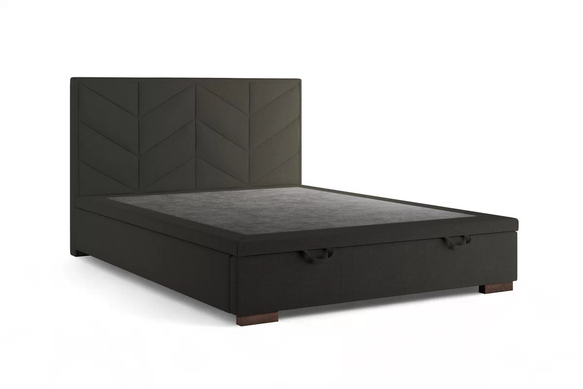 Postel boxspring Lindi 140x200 s úložným prostorem- tmavě šedá szenil Perfect Harmony 99 / Nohy wenge Postel boxspring Lindi 140x200 - tmavě šedá szenil Perfect Harmony 99 / Nohy wenge