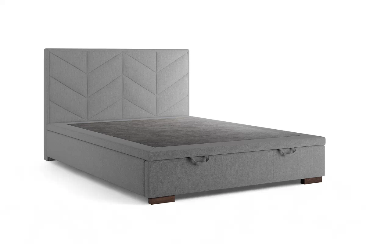 Postel boxspring Lindi 140x200 s úložným prostorem- šedá szenil Perfect Harmony 82 / Nohy wenge Postel boxspring Lindi 140x200 - šedá szenil Perfect Harmony 82 / Nohy wenge