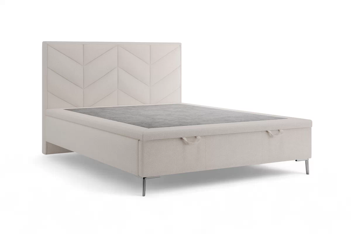 Postel boxspring Lindi 140x200 s úložným prostorem- béžová szenil Perfect Harmony 02 / Nohy srebrne  Postel boxspring Lindi 140x200 s úložným prostorem- béžová szenil Perfect Harmony 02 / Nohy srebrne 