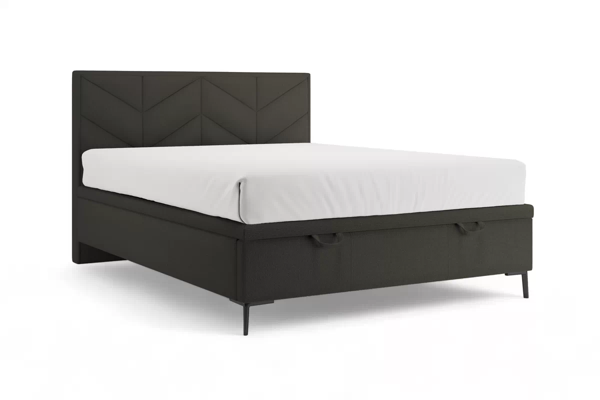 Postel boxspring Lindi 140x200 s úložným prostorem- tmavě šedá szenil Perfect Harmony 99 / Nohy černá  Postel boxspring Lindi 140x200 s úložným prostorem- tmavě šedá szenil Perfect Harmony 99 / Nohy černá 