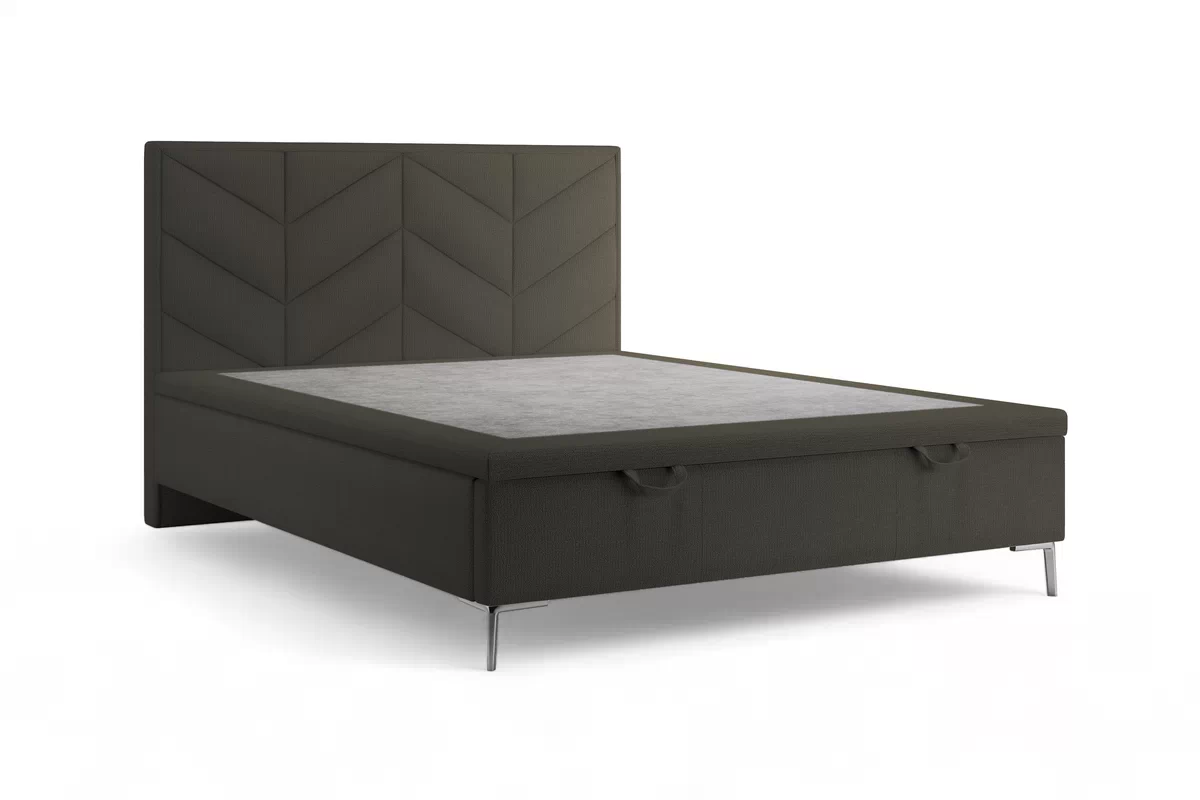 Boxspring posteľ Lindi 140x200 S vnútorným úložným priestorom- Tmavý šedý szenil Perfect Harmony 99 / nožičky srebrne  Boxspring posteľ Lindi 140x200 S vnútorným úložným priestorom- Tmavý šedý szenil Perfect Harmony 99 / nožičky srebrne 