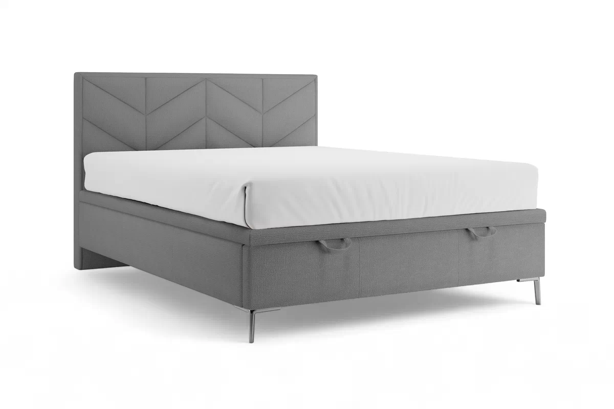 Postel boxspring Lindi 140x200 s úložným prostorem- šedá szenil Perfect Harmony 82 / Nohy srebrne  Postel boxspring Lindi 140x200 s úložným prostorem- šedá szenil Perfect Harmony 82 / Nohy srebrne 