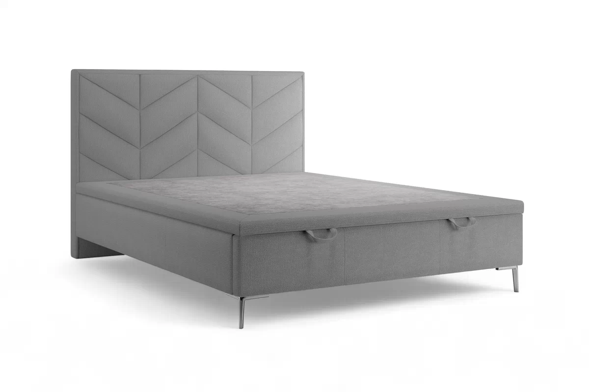 Postel boxspring Lindi 140x200 s úložným prostorem- šedá szenil Perfect Harmony 82 / Nohy srebrne  Postel boxspring Lindi 140x200 s úložným prostorem- šedá szenil Perfect Harmony 82 / Nohy srebrne 