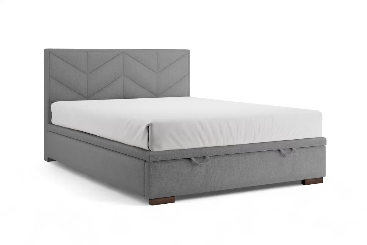 Postel boxspring Lindi 160x200 s úložným prostorem- šedá szenil Perfect Harmony 82 / Nohy wenge  Postel boxspring Lindi 160x200 - šedá szenil Perfect Harmony 82 / Nohy wenge 