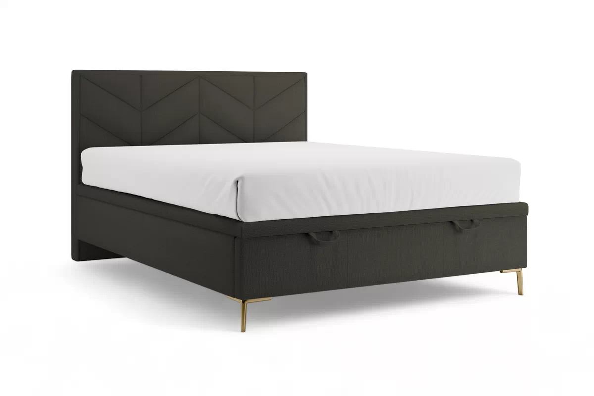 Postel boxspring Lindi 160x200 s úložným prostorem- tmavě šedá szenil Perfect Harmony 99 / Nohy zlote Postel boxspring Lindi 160x200 s úložným prostorem- tmavě šedá szenil Perfect Harmony 99 / Nohy zlote