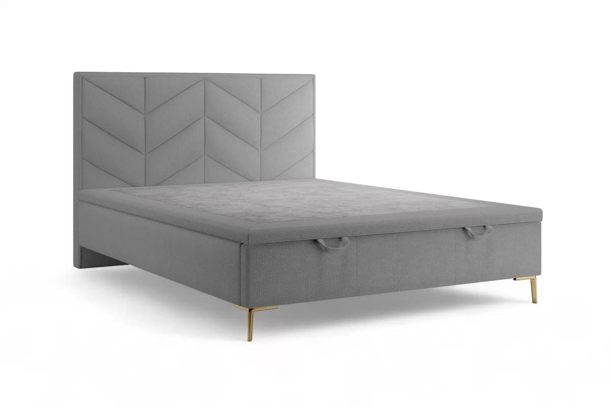 Boxspring posteľ Lindi 160x200 S vnútorným úložným priestorom- šedý szenil Perfect Harmony 82 / nožičky zlote Boxspring posteľ Lindi 160x200 S vnútorným úložným priestorom- šedý szenil Perfect Harmony 82 / nožičky zlote