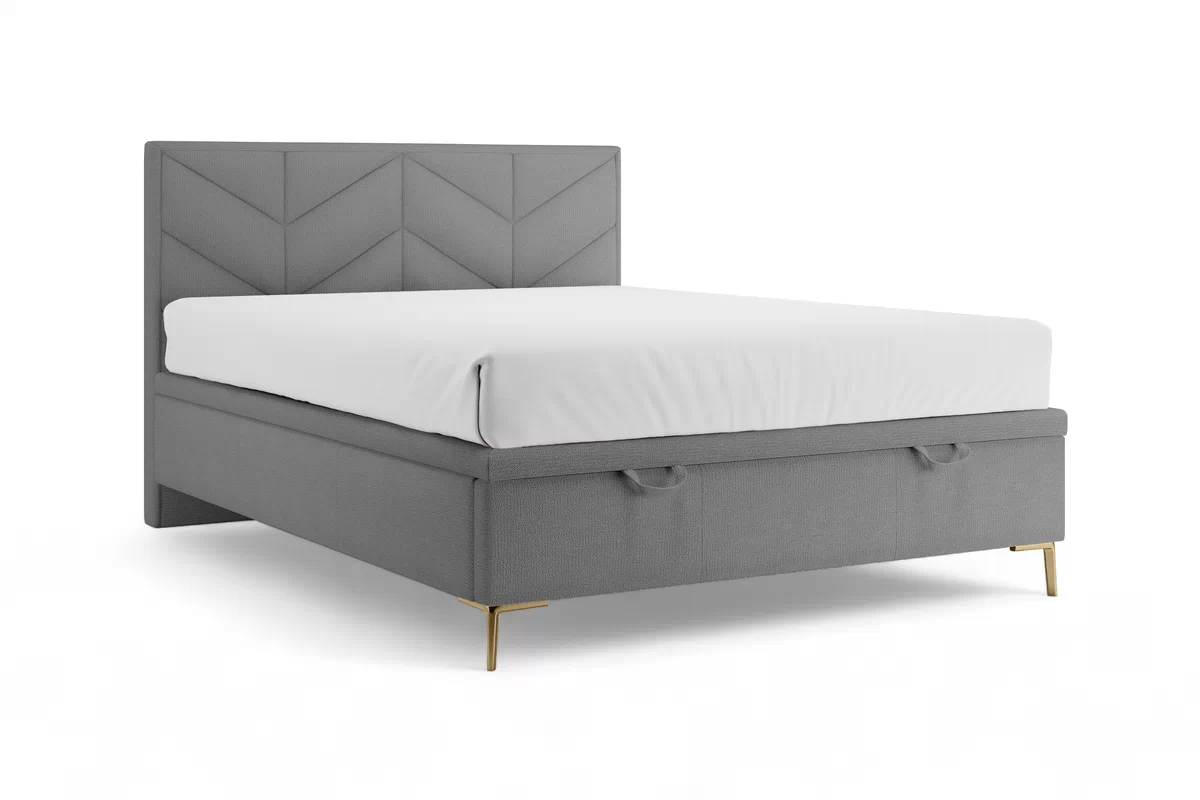 Boxspring posteľ Lindi 180x200 S vnútorným úložným priestorom- šedý szenil Perfect Harmony 82 / nožičky zlote Boxspring posteľ Lindi 180x200 S vnútorným úložným priestorom- šedý szenil Perfect Harmony 82 / nožičky zlote