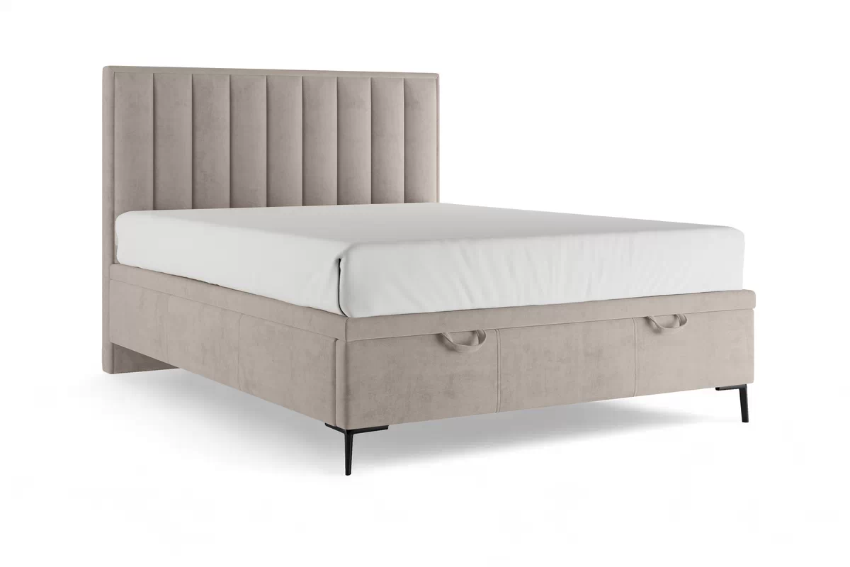 Boxspring posteľ Misel 140x200 S vnútorným úložným priestorom- béžový zamat Magic Velvet 2210 / nožičky čierny  Boxspring posteľ Misel 140x200 S vnútorným úložným priestorom- béžový zamat Magic Velvet 2210 / nožičky čierny 