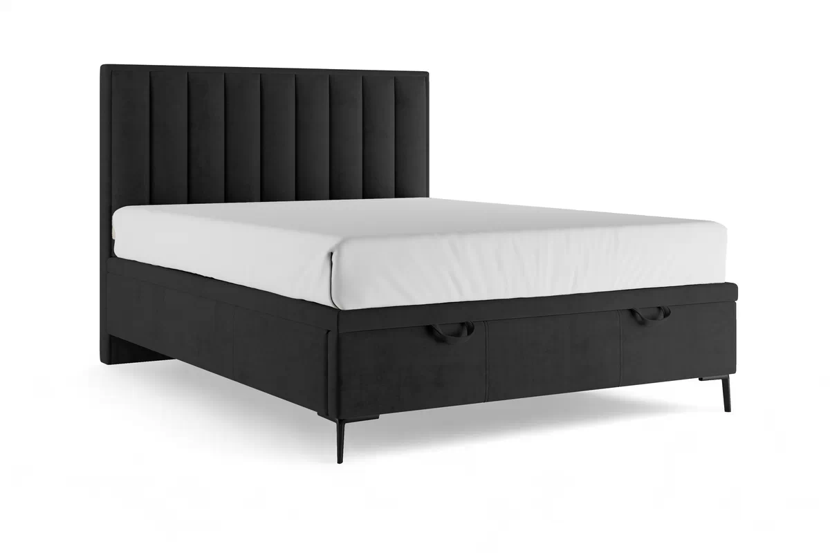 Boxspring posteľ Misel 140x200 S vnútorným úložným priestorom- Čierny zamat Magic Velvet 2219 / nožičky čierny  Boxspring posteľ Misel 140x200 S vnútorným úložným priestorom- Čierny zamat Magic Velvet 2219 / nožičky čierny 