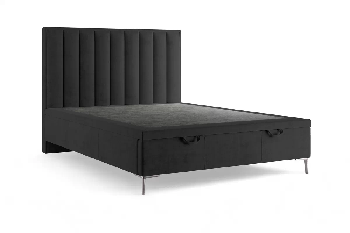 Boxspring posteľ Misel 140x200 S vnútorným úložným priestorom- Čierny zamat Magic Velvet 2219 / nožičky srebrne Boxspring posteľ Misel 140x200 S vnútorným úložným priestorom- Čierny zamat Magic Velvet 2219 / nožičky srebrne