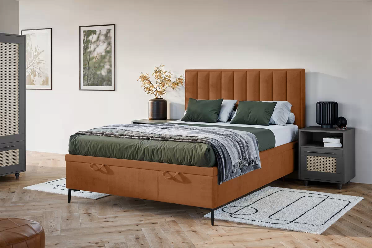 Boxspring posteľ Misel 140x200 S vnútorným úložným priestorom- červený zamat Magic Velvet 2213 / nožičky čierny  Boxspring posteľ Misel 140x200 S vnútorným úložným priestorom- červený zamat Magic Velvet 2213 / nožičky čierny 