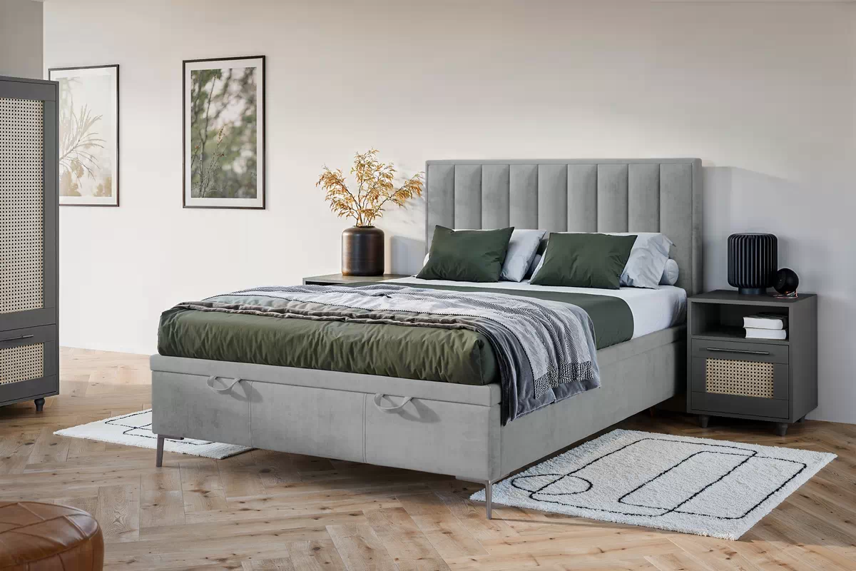 Boxspring posteľ Misel 140x200 S vnútorným úložným priestorom- šedý zamat Magic Velvet 2240 / nožičky srebrne Boxspring posteľ Misel 140x200 S vnútorným úložným priestorom- šedý zamat Magic Velvet 2240 / nožičky srebrne