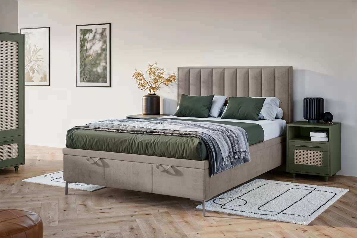 Boxspring posteľ Misel 160x200 S vnútorným úložným priestorom- béžový zamat Magic Velvet 2210 / nožičky srebrne Boxspring posteľ Misel 160x200 S vnútorným úložným priestorom- béžový zamat Magic Velvet 2210 / nožičky srebrne