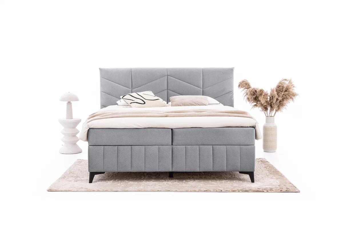 Pat boxspring Penia 160x200 cu spațiu de depozitare - catifea cenușie hidrofobă Element 24 Pat Boxspring  Penia 160x200 cu spațiu de depozitare - cenușă catifea hidrofobă Element 24