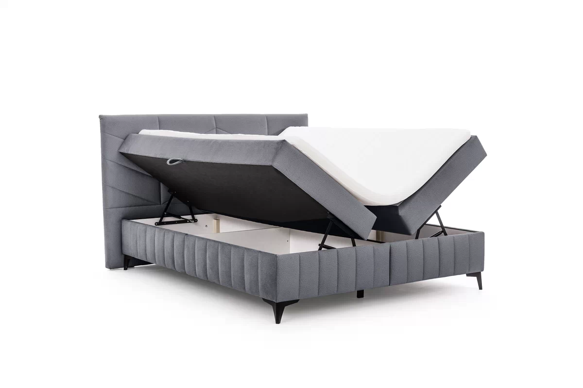 Pat boxspring Penia 160x200 cu spațiu de depozitare - catifea gri hidrofobă Element 23 Pat Boxspring  Penia 160x200 cu spațiu de depozitare - gri catifea hidrofobă Element 23