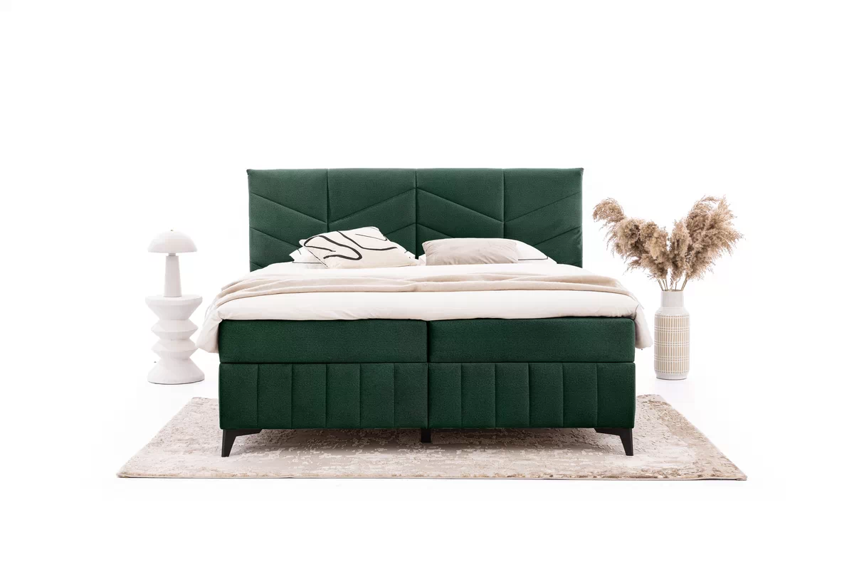  Pat boxspring Penia 160x200 cu spațiu de depozitare - catifea verde hidrofobă Element 12  Pat Boxspring  Penia 160x200 cu spațiu de depozitare - verde catifea hidrofobă Element 12