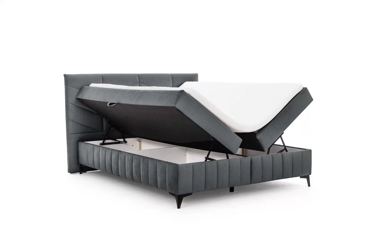 Pat boxspring Penia 180x200 cu spațiu de depozitare - catifea grafit hidrofobă Element 22 Pat Boxspring  Penia 180x200 cu spațiu de depozitare - grafit catifea hidrofobă Element 22