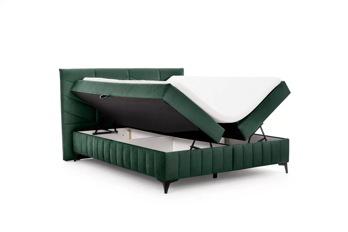 Pat boxspring Penia 180x200 cu spațiu de depozitare - catifea verde hidrofobă Element 12 Pat Boxspring  Penia 180x200 cu spațiu de depozitare - verde catifea hidrofobă Element 12