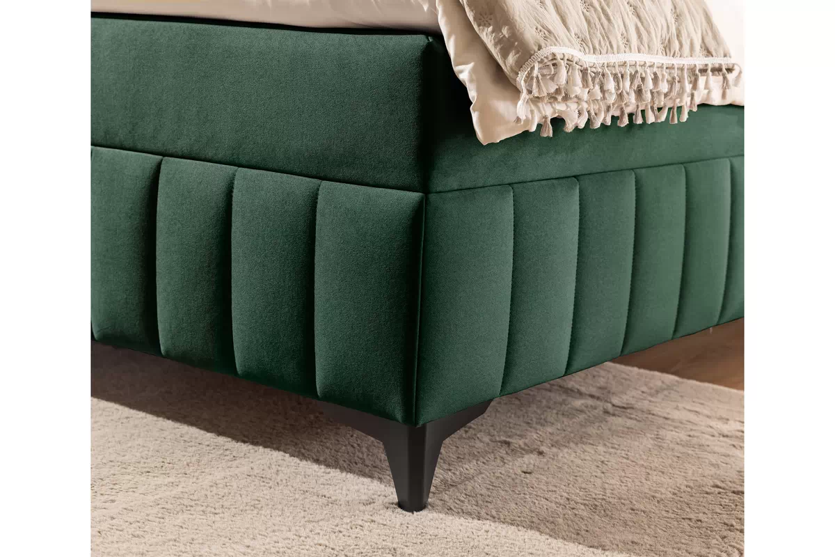 Pat boxspring Wasil 160x200 cu spațiu de depozitare - catifea verde hidrofobă Element 12 Pat Boxspring  Wasil 160x200 cu spațiu de depozitare - verde catifea hidrofobă Element 12