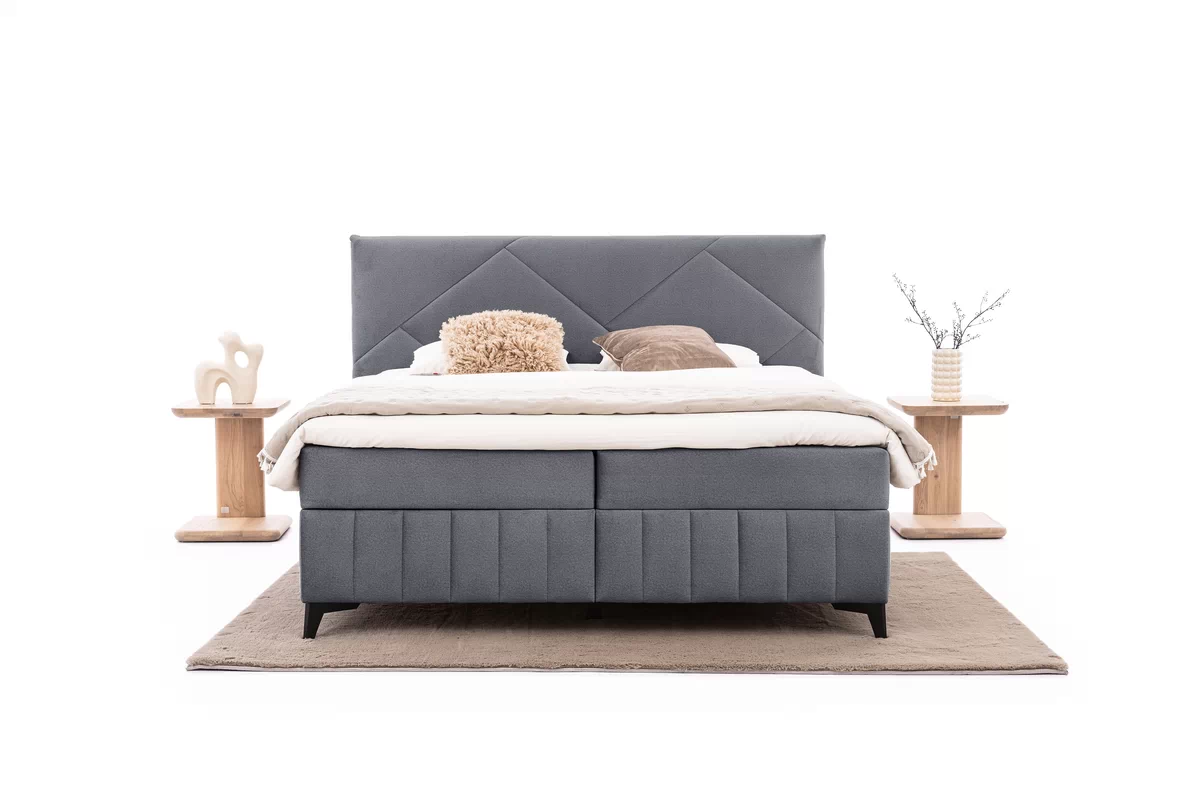 Pat boxspring Wasil 180x200 cu spațiu de depozitare - catifea gri hidrofobă Element 23 Pat Boxspring  Wasil 180x200 cu spațiu de depozitare - gri catifea hidrofobă Element 23