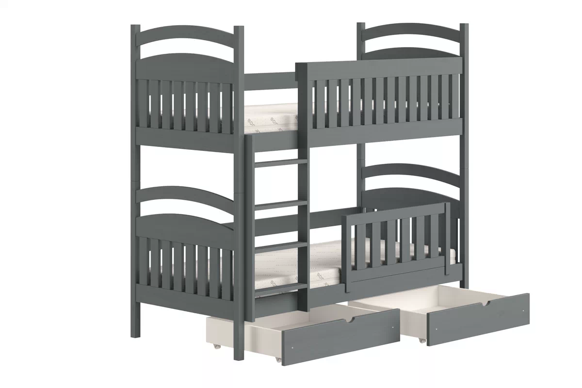 Poschodová posteľ Amely so zásuvkami - 80x160 cm - grafitová Posteľ poschodová drevená Amely so zásuvkami - 80x160 / grafit