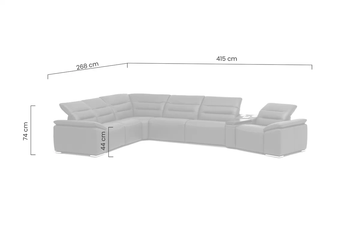 Rohová sedacia súprava s funkciou Relax i Systémem audio Impressione 1RF -1 -E -1,5 -1,5 -TTSU -1RF Rohová sedacia súprava Impressione z manualna funkcja relaks i systemem audio Ľavá strana